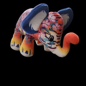 Orange and Blue Stuffed Elephant Toy